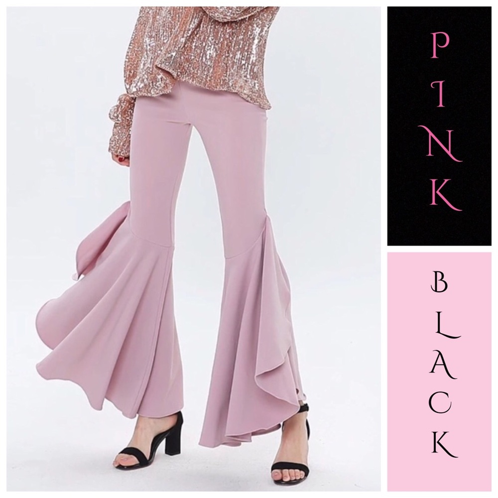 Black Flared Leg Dramatic Stretch Pants - image 2